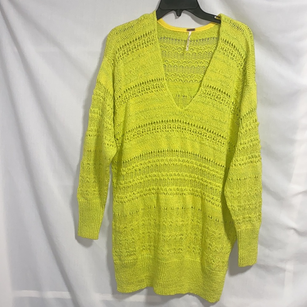 Free People Hot Tropics Pullover Sweater Limelight Combo M - Picture 2 of 12